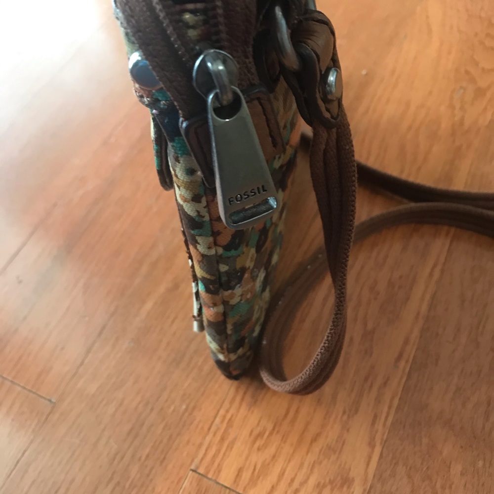 Vtg Fossil Key-Per Coated Canvas Crossbody Bag - image 4